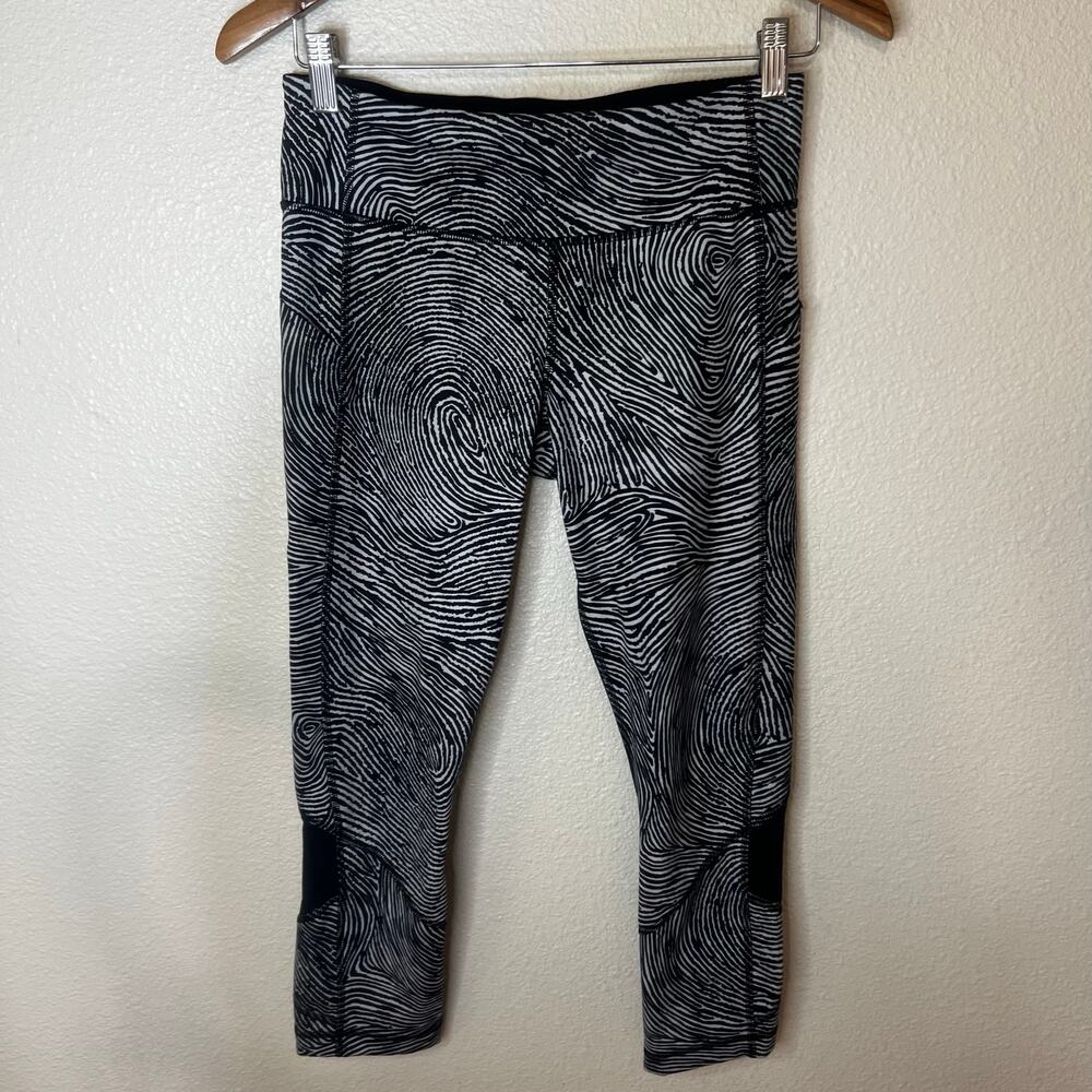 Lululemon Pace Rival Crop Leggings 2016 Seawheeze - Who Done It Black WOMENS 6
